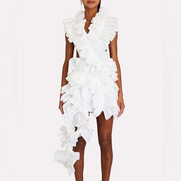 Aknvas Open-Back Ruffled Mini White - Picture 1 of 8